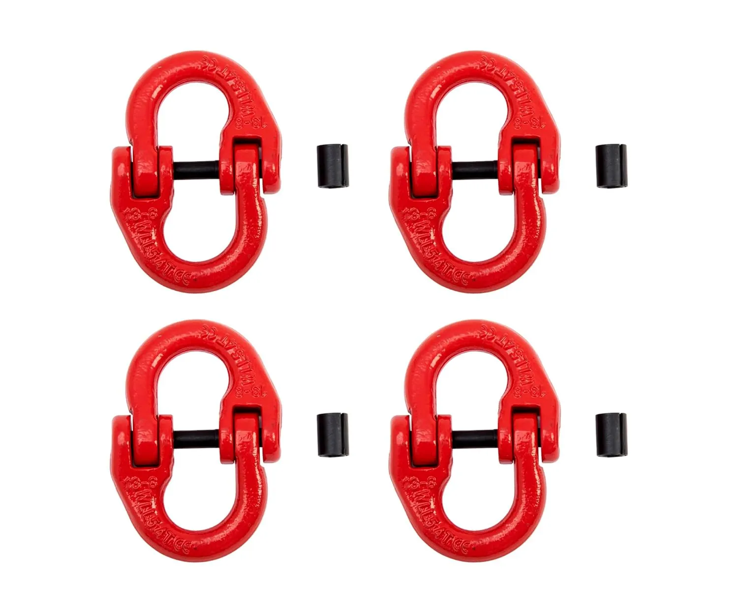 4 Pack - Red Coated G80 Alloy Steel Connecting Link, 1/2”, 5.4 Ton 12000 lbs Working Load Limit Grade 80 Forged Coupling Hammer Mechanical Link Lock Hi-Gear