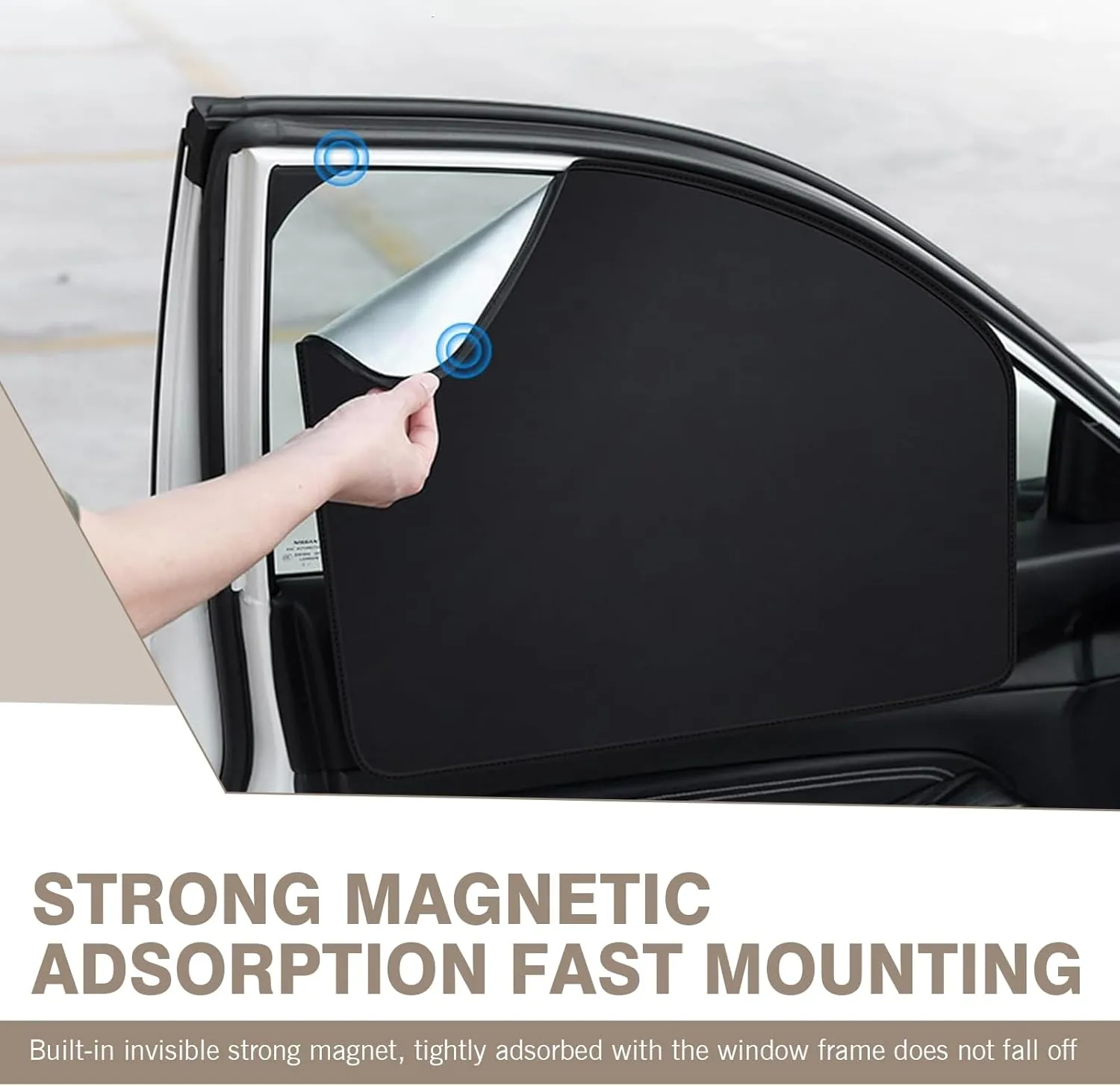 4 PCS Side Window Sun Shade, Heat-Insulating Sun-Proof Keep Car Cool Privacy Protection Cover, Adsorption-Type Mounted Window Free-Lifting Sun Shield, Universal for Most Cars Trucks (Black)