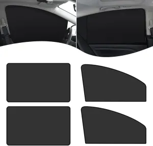 4 PCS Side Window Sun Shade, Heat-Insulating Sun-Proof Keep Car Cool Privacy Protection Cover, Adsorption-Type Mounted Window Free-Lifting Sun Shield, Universal for Most Cars Trucks (Black)