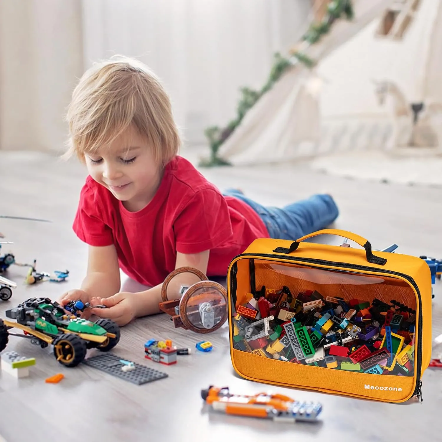 4 PCS Toys Storage Bag, Classic Bricks Building Set Storage Bag, Toy Organizer Bags for Building Toys, Puzzles, Small Large Size