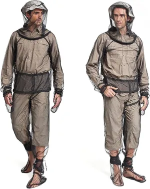 4 Pieces Mosquito Net Suit– Jacket Hood & Pants& Mitts & Socks Sets Light-Weight& Breathable Mesh Clothing for Men & Women, Ideal for Fishing, Hiking, Camping, Farming and Gardening (XL)