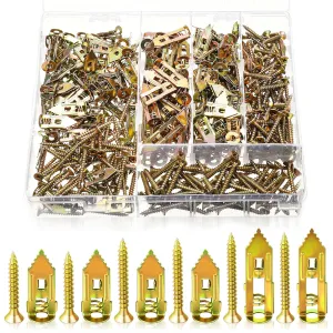 420 Pcs Self Drilling Drywall Anchors with 3 Different Expansion Sizes Screws Kit, Zinc Plated Steel Wall Anchors and Self Tapping Screws with a Storage Box No Drilling for TV Shelf Cabinets
