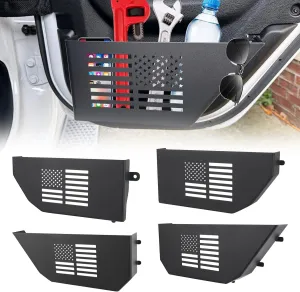 4PCS Front & Rear Door Storage Pockets, Metal Door Side Insert Organizer Box Compatible with Jeep Wrangler JL JLU 4XE 2018-2024 Rubicon Sport Sahara Gladiator JT