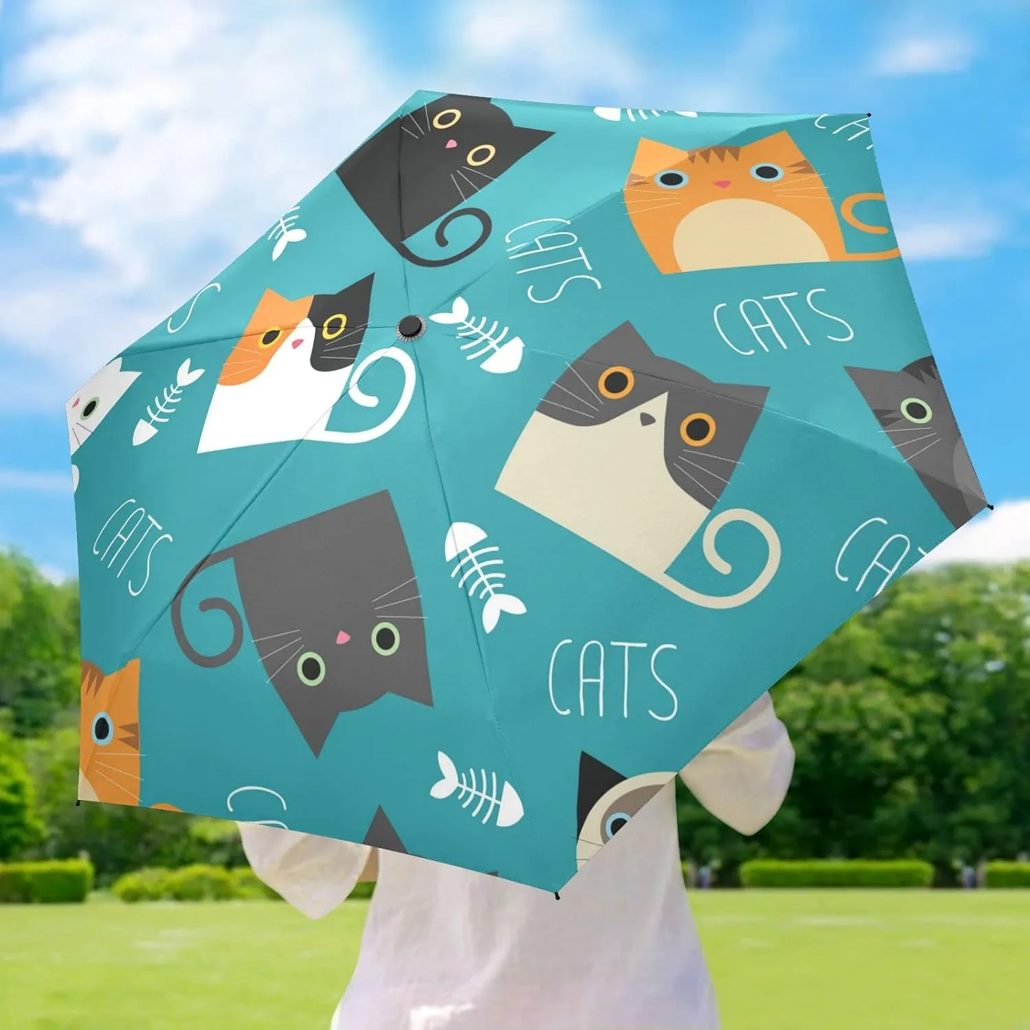 5 Folding Compact Pocket Windproof Umbrella, 6 Ribs Ultra-Light Foldable Vinyl Parasol, Mini Anti-UV Travel Umbrella