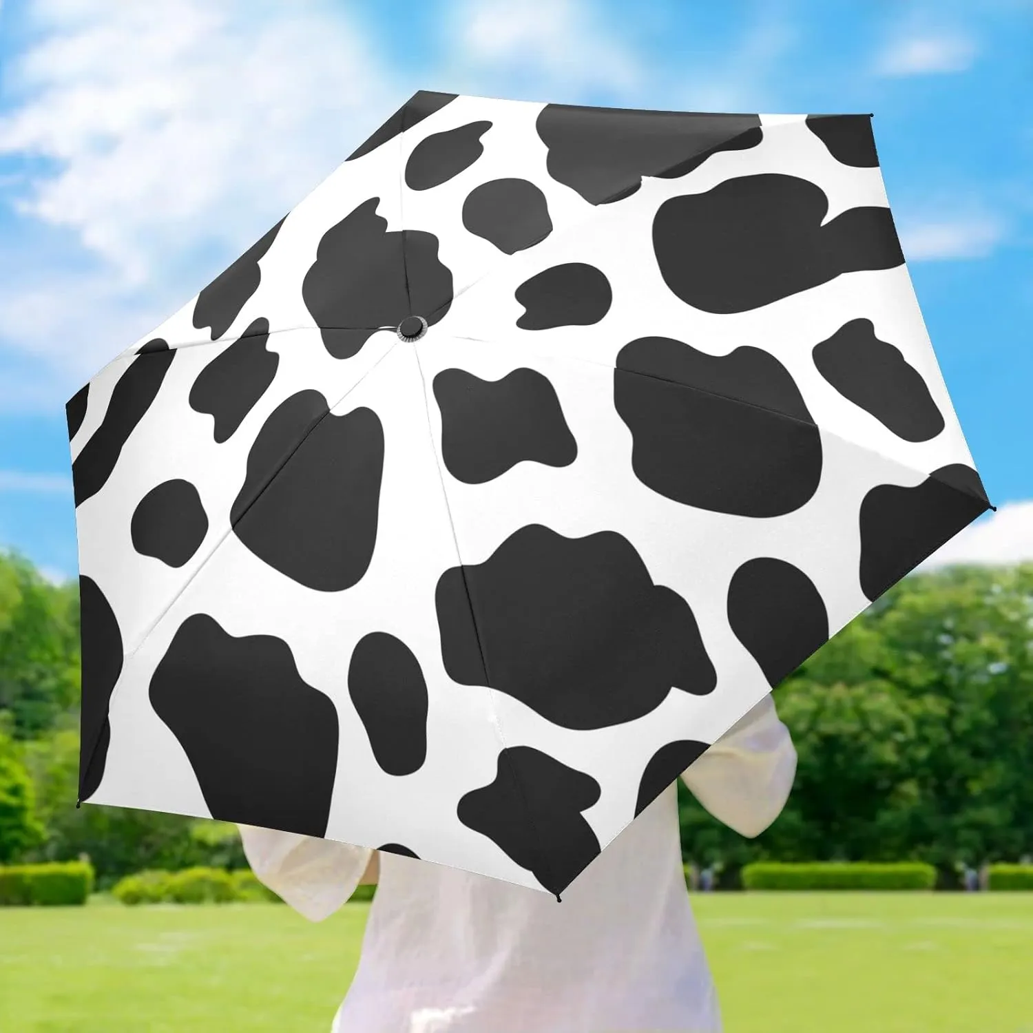 5 Folding Compact Pocket Windproof Umbrella, 6 Ribs Ultra-Light Foldable Vinyl Parasol, Mini Anti-UV Travel Umbrella