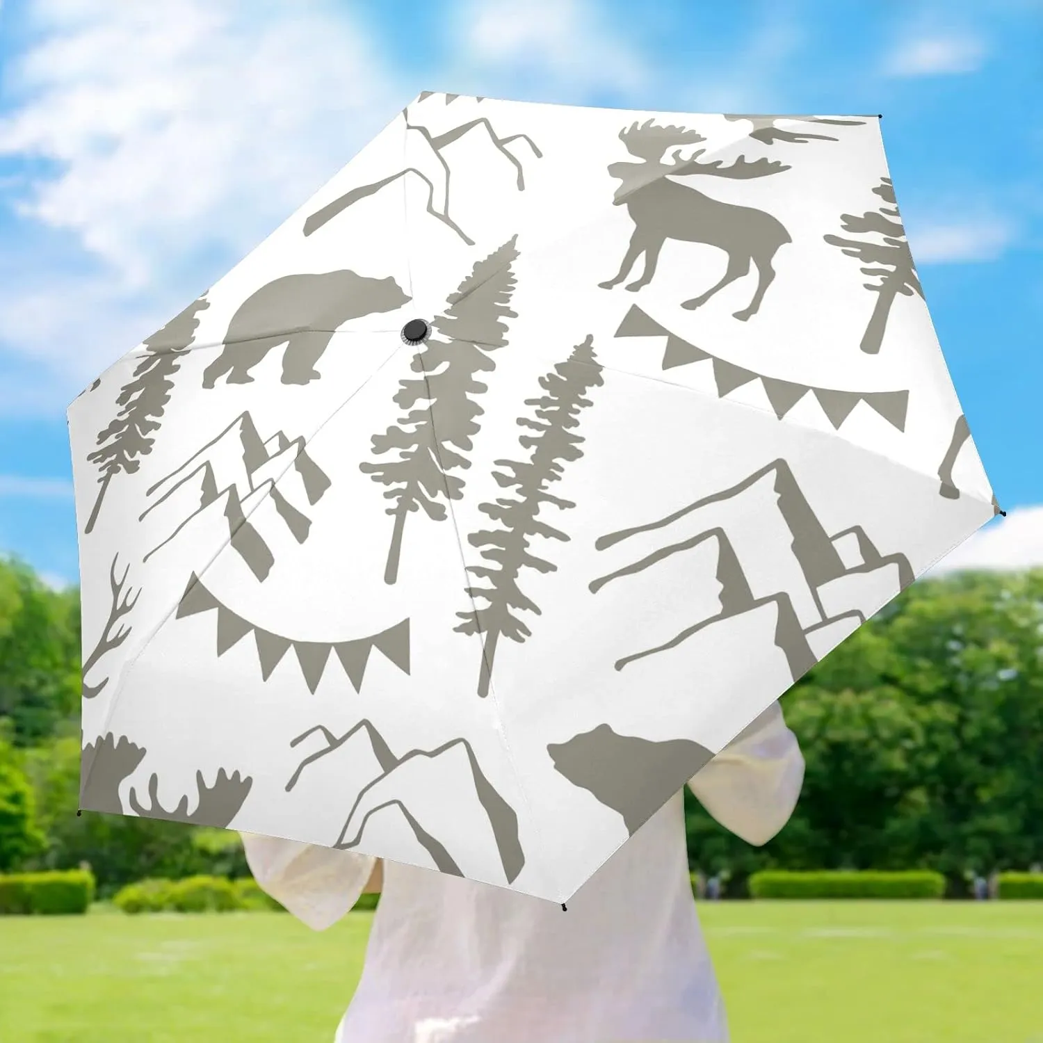 5 Folding Compact Pocket Windproof Umbrella, 6 Ribs Ultra-Light Foldable Vinyl Parasol, Mini Anti-UV Travel Umbrella