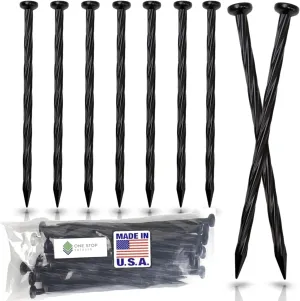 50-Pack USA Made 8-Inch Plastic Landscape Edging Anchoring Stakes, Spiral Landscape Anchoring Spikes for Paver Edging, Weed Barrier, Artificial Turf - Compatible with Dimex, Proflex