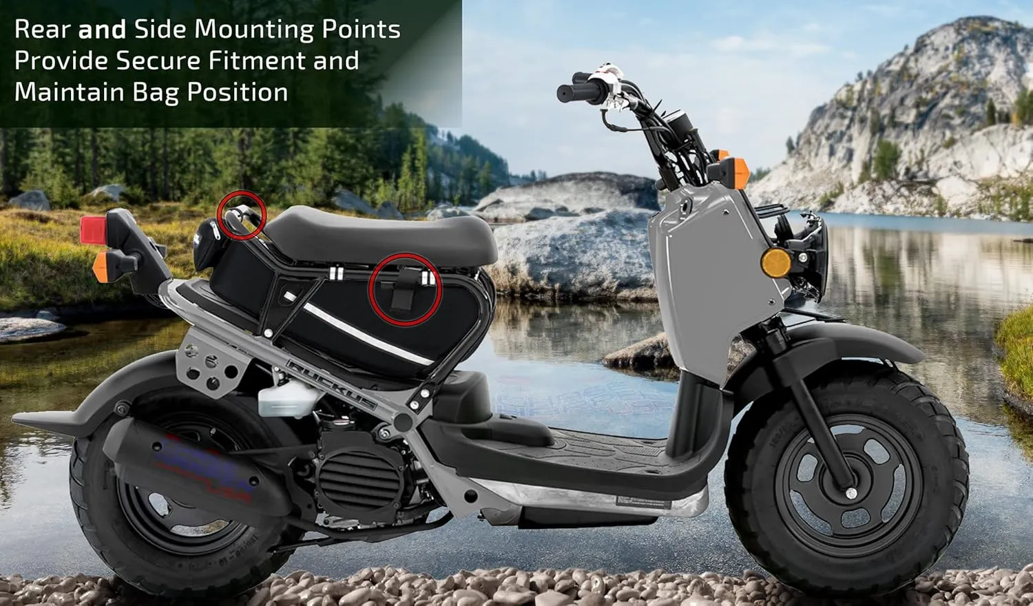 5000 Under The Seat Bag - Compatible with All Honda Ruckus Model Years - Water and Tear-Resistant, Industrial Grade Ballistic Nylon with Hook and Loop Secure Straps - Black