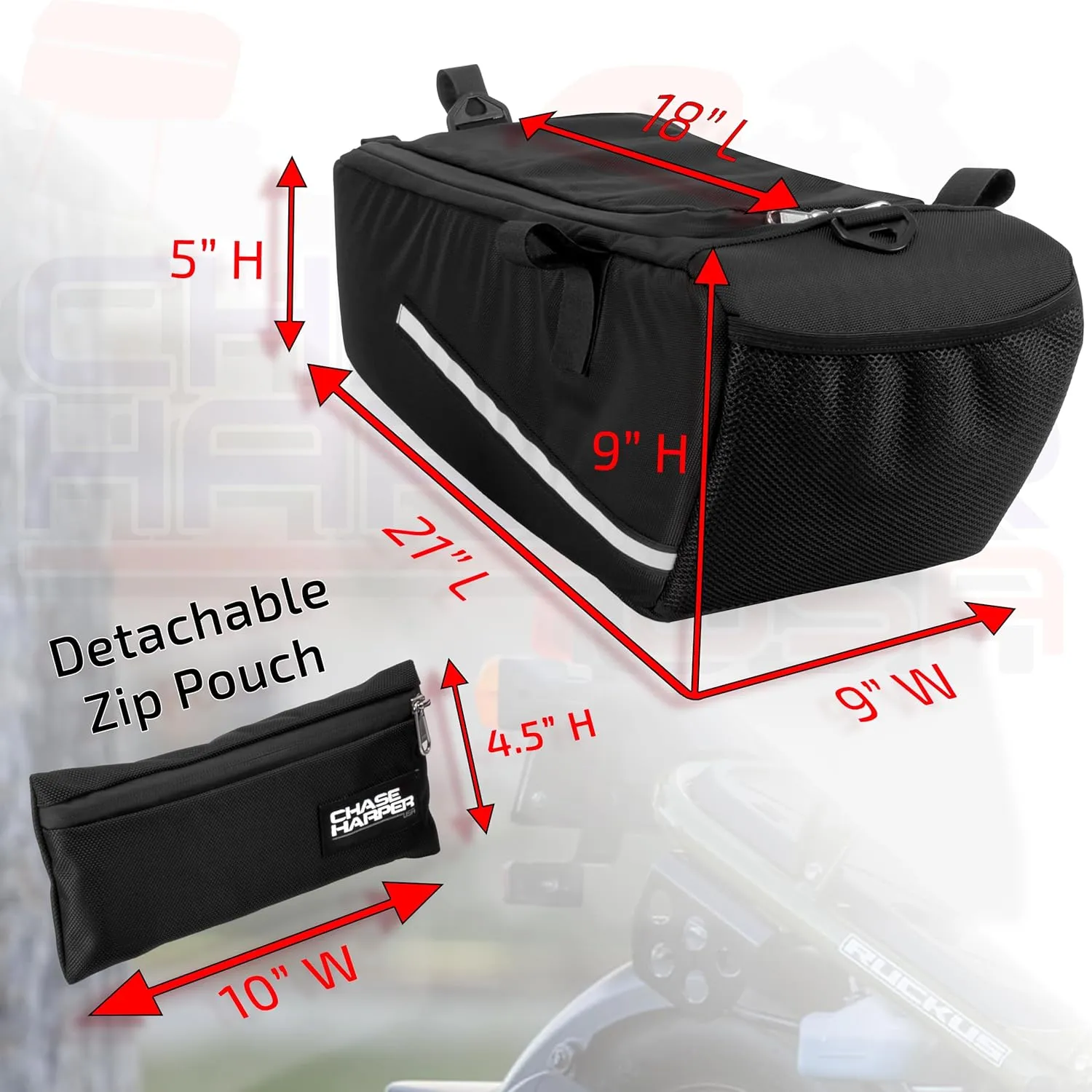 5000 Under The Seat Bag - Compatible with All Honda Ruckus Model Years - Water and Tear-Resistant, Industrial Grade Ballistic Nylon with Hook and Loop Secure Straps - Black