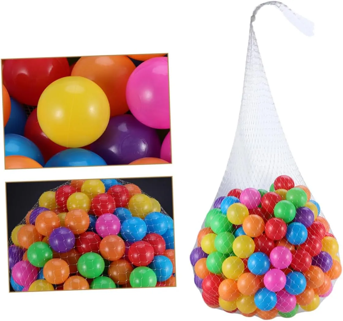 50Pcs Crush Plastic Balls for Ocean Balls with Storage Mesh Bag for Ball Pits Playhouses and Outdoor Fun Activities