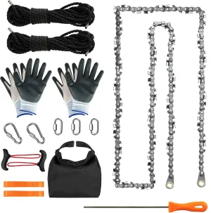 55 Inch High Reach Hand Rope Saw for Tree Limbs with 70 Sharp Teeth Blades on Both Sides,Rope Saw Tree Saw High Limb Rope Chainsaw, Pocket Chainsaw