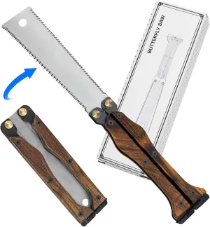 5.9 Inch Mini Folding Pull Saw - Japanese Woodworking Hand Saw With SK85 Double Edges for Wet and Dry Wood Flush Cut - Gifts for Men (Dark Brown)