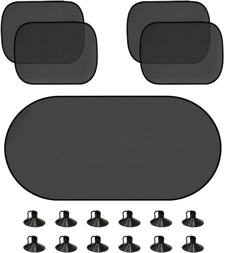5PCS Car Window Shade, 39"×20" Auto Back Window Sun Shade Blocker with 4 Side Shades, Provide Glare Shield and UV Rays Protection for Your Child, Universal Car Accessories (5PCS)