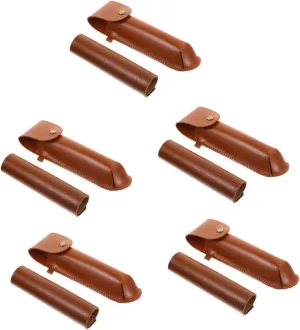 5pcs Outdoor Tools Leather Case Camping Drill Bag Auger Wrench Cover Survival Gear Storage Punch Set Bag
