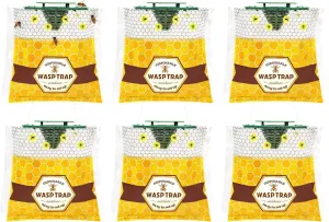 6 Pack Disposable Wasp Traps Outdoor Hanging Yellow Jacket Trap Carpenter Bee Traps for Outside Wasp Catcher Hornet Trap Bee Killer Fly Trap Bag