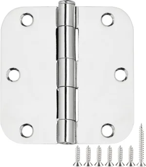 6 Pack Door Hinges 3.5 Inch Rounded Polished Chrome Standard Interior Door Hinges 3 1/2 Inch Residential Stardand RV Home Decor Door Accessories Door Hardware Siliver Hinges 5/8" Radius Hinge Indoor