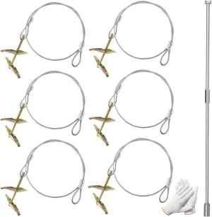 6 Pack Ground Earth Anchors with Drive Steel Tool, 30inch Cable Easy Hook Anchor for Shed, Greenhouses, Swing Set, Gazebo, Fence, Mobile Home, Carports, Tents and More (Double Layer 6pcs)