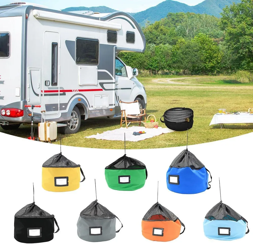 600D RV Hose Storage Bag Oxford Cloth Camper RV Equipment Storage Waterproof Organizer Bag for Sewer Hoses Fresh/Black Water Hoses Electrical Cords (Gray)