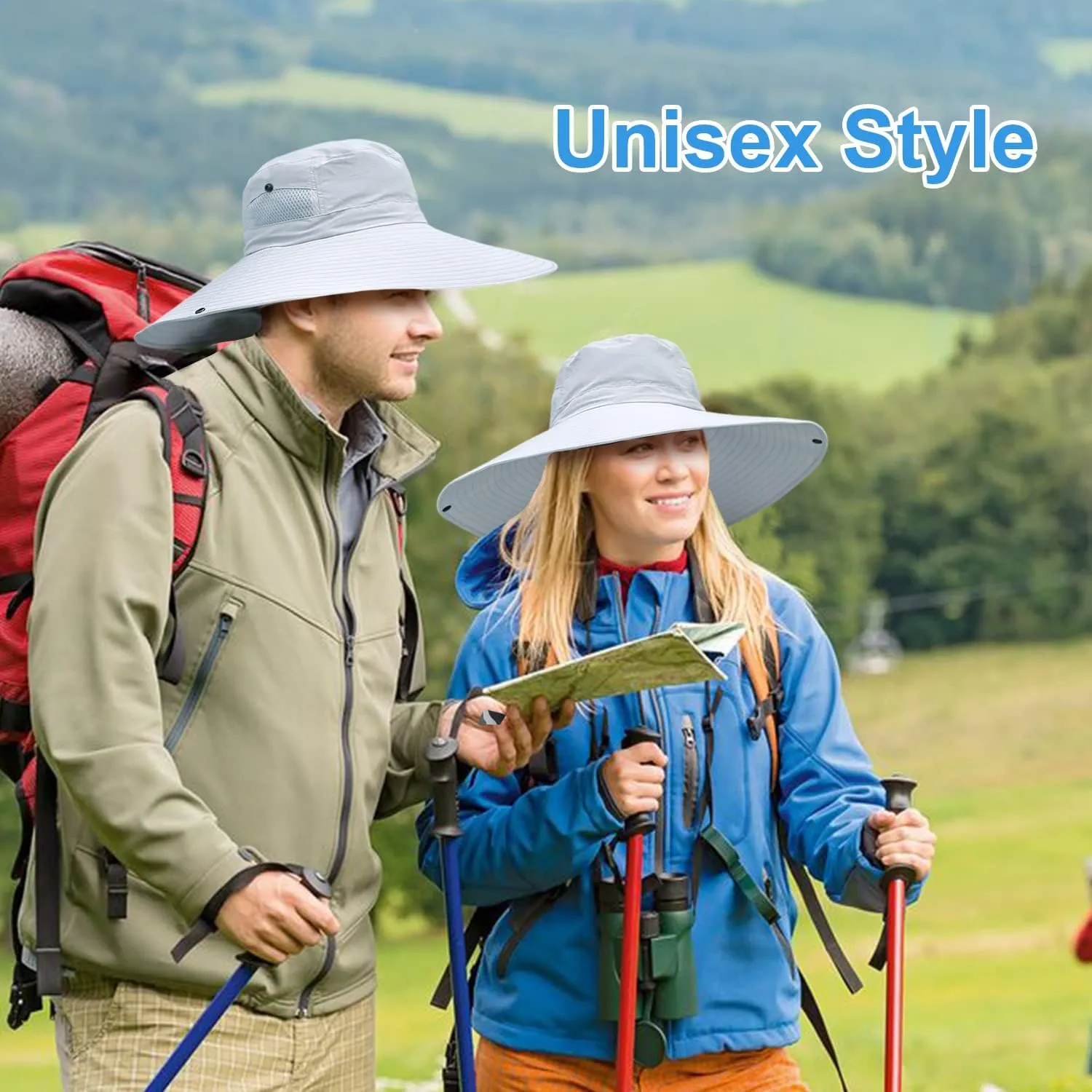 6" Wide Brim Sun Protection Hat Outdoor Unisex Bucket Hats for Hiking Beach Fishing Safari Garden Lawn Yard Work Kayaking