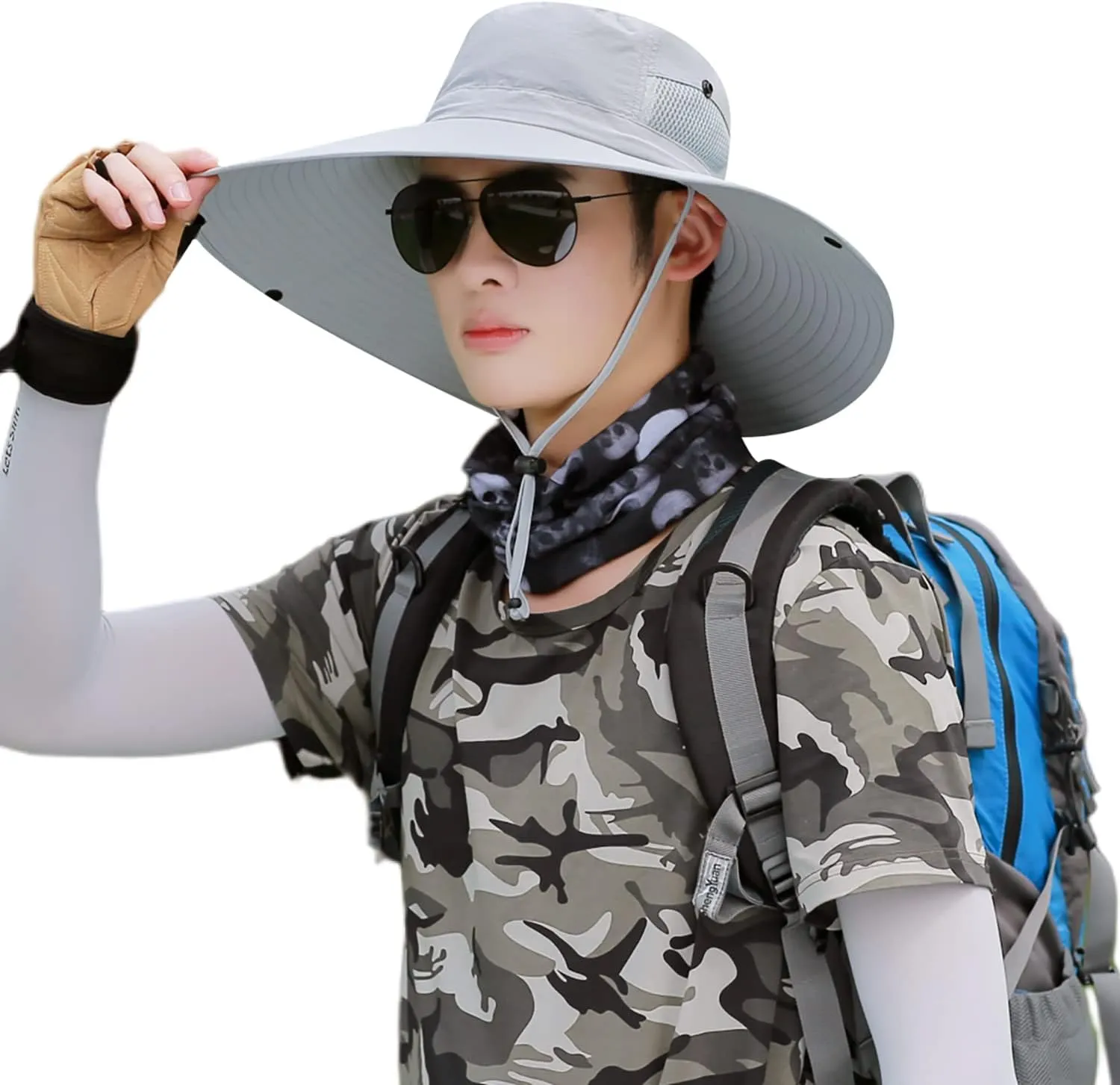 6" Wide Brim Sun Protection Hat Outdoor Unisex Bucket Hats for Hiking Beach Fishing Safari Garden Lawn Yard Work Kayaking