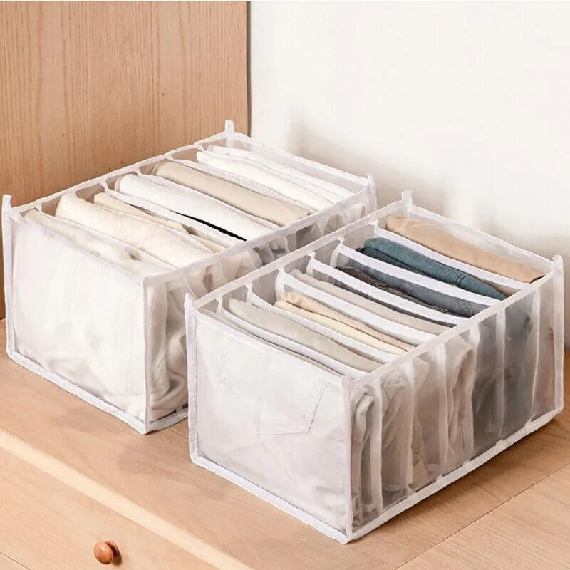 7 Grids Mesh Storage Bag Clothes Jeans Pants Drawer Organizer Boxes Foldable Au