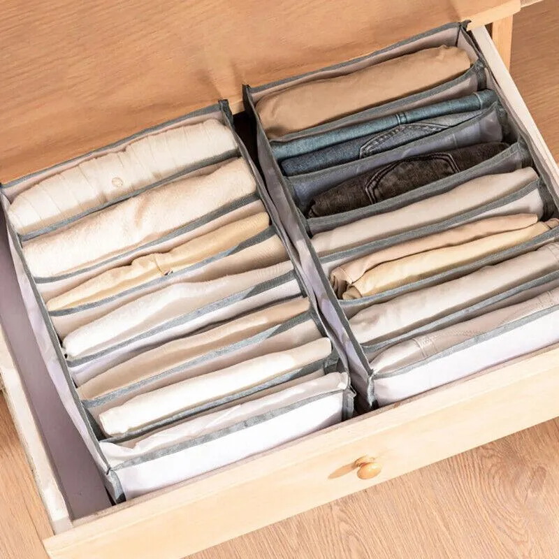 7 Grids Mesh Storage Bag Clothes Jeans Pants Drawer Organizer Boxes Foldable Au