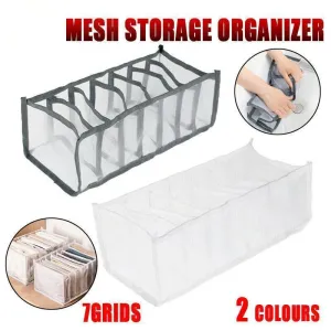 7 Grids Mesh Storage Bag Clothes Jeans Pants Drawer Organizer Boxes Foldable Au