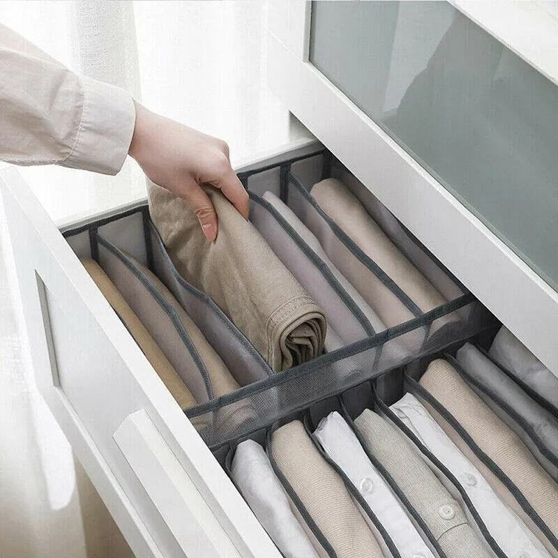 7 Grids Mesh Storage Bag Clothes Jeans Pants Drawer Organizer Boxes Foldable Au