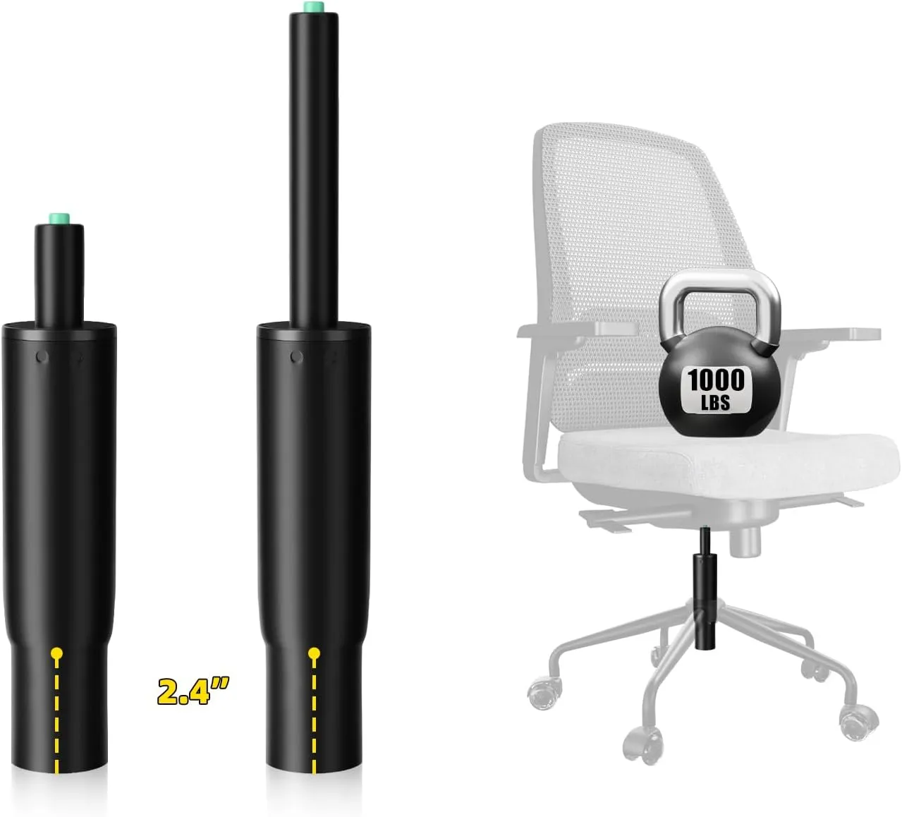 7 Inches to 11 Inches Short Office Chair Cylinder Replacement, 4'' Stroke, Heavy Duty 1000 lbs, Lower the Chair Height by 2 Inches, Fits for Office Chair High Base Short Person, Class 4 (Sinking 2.4")