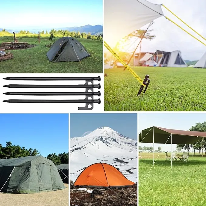 8/10/12/16in Tent Stakes and Hammer Set, 8pcs Heavy Duty Forged Steel Tent Stakes   Camping Hammer   Storage Pouch, Available in Rocky Place(8pcs 10in Stakes and Hammer)