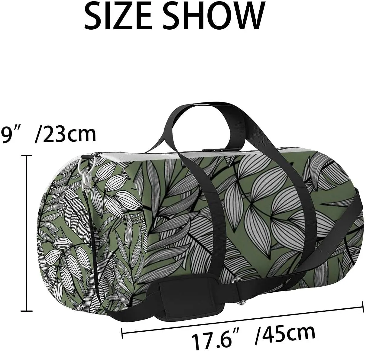 Abstract Tropical Leaves Sports Duffel Bag Travel Gym Tote Bags Lightweight Durable Shoulder Strap Waterproof Polyester Outside Mesh Pocket Overnight Trip Duffel Bag for Women Men