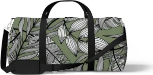 Abstract Tropical Leaves Sports Duffel Bag Travel Gym Tote Bags Lightweight Durable Shoulder Strap Waterproof Polyester Outside Mesh Pocket Overnight Trip Duffel Bag for Women Men