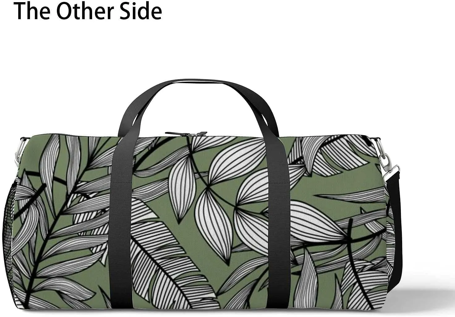 Abstract Tropical Leaves Sports Duffel Bag Travel Gym Tote Bags Lightweight Durable Shoulder Strap Waterproof Polyester Outside Mesh Pocket Overnight Trip Duffel Bag for Women Men
