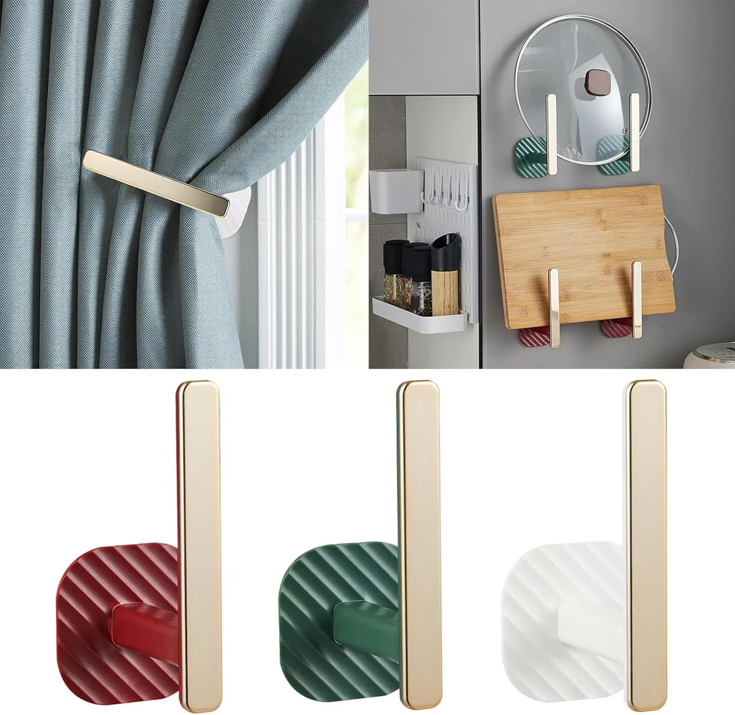 Adhesive Wall Hook for Bathroom Kitchen Luxury Heavy Duty Clothes Handbag Hangers Key Hanging Rack Curtain Hooks Decor