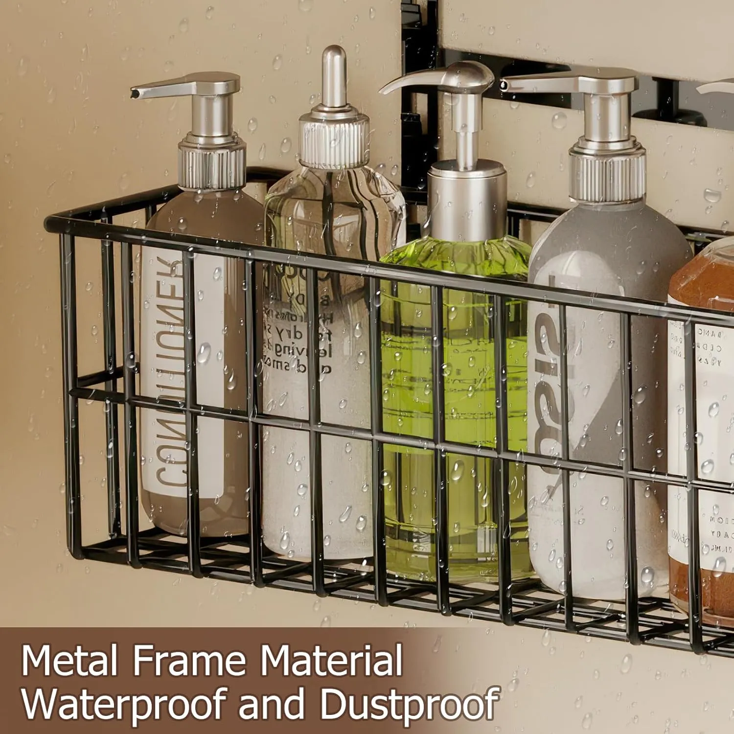 Adjustable Over The Door Organizer, Metal Hanging Door Organizer with 5 Wire Basket 7 Hooks, Wall Mounted Shelf for Pantry Laundry Organization and Storage, Black