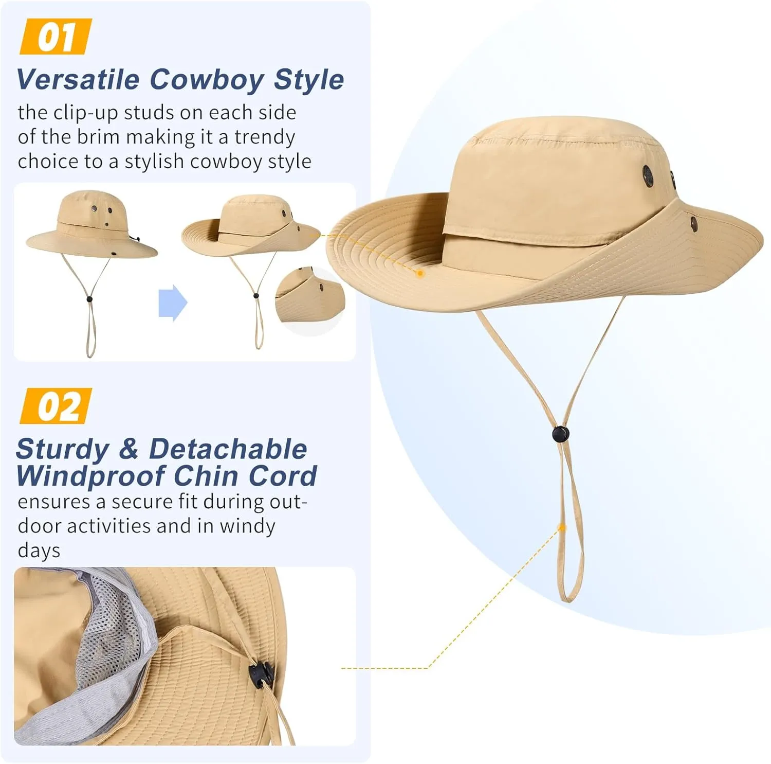 Adjustable Oversize XXL Bucket Sun Hats for Men Waterproof Quick Dry Wide Brim Summer Boonie Cap for Fishing Hiking Safari