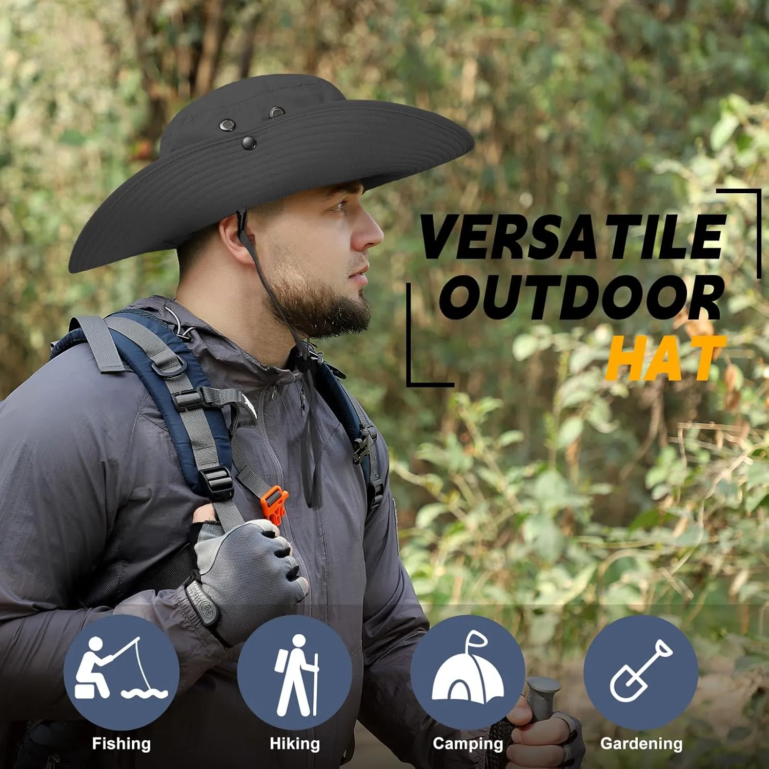 Adjustable Oversize XXL Bucket Sun Hats for Men Waterproof Quick Dry Wide Brim Summer Boonie Cap for Fishing Hiking Safari