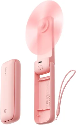 Aecooly Slim Portable Fan 2-Pack, Thin Handheld Fan, USB Rechargeable Mini Personal [17H Max Cooling Time], Battery Powered Small Foldable Pocket for Travel, Summer, Gifts for Women -Pink