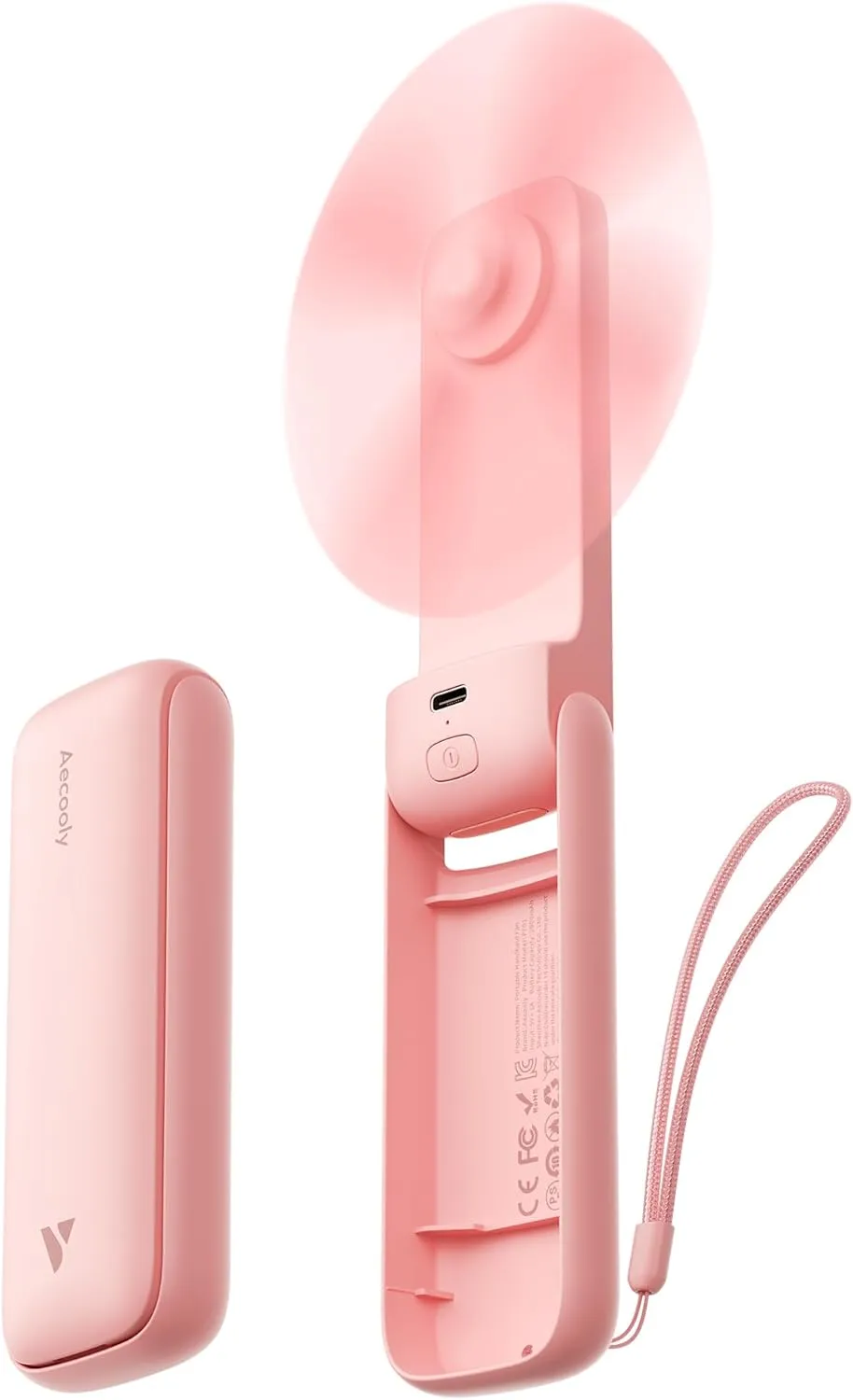 Aecooly Slim Portable Fan 2-Pack, Thin Handheld Fan, USB Rechargeable Mini Personal [17H Max Cooling Time], Battery Powered Small Foldable Pocket for Travel, Summer, Gifts for Women -Pink