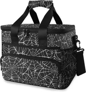 ALAZA Halloween White and Black Spider Web Large Cooler Lunch Bag, Waterproof Cooler Bag for Camping, Picnic, BBQ, Family Outdoor Activities