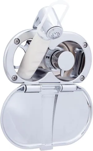 Ambassador Marine Aidack- Transom Shower (Hot/Cold Mixer), Chrome Cup & Lid, Hammer-Head Warm White Sprayer, 10' White Rubber Hose, Chrome Aidack Handle - 136-1714-CW-W