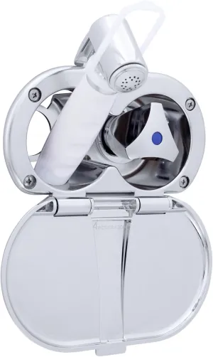 Ambassador Marine Trinidad- Transom Shower (Cold Only), Chrome Cup & Lid, Hammer-Head Arctic White Sprayer, 10' White Rubber Hose, Chrome Trinidad Handle - 136-0214-CA-W