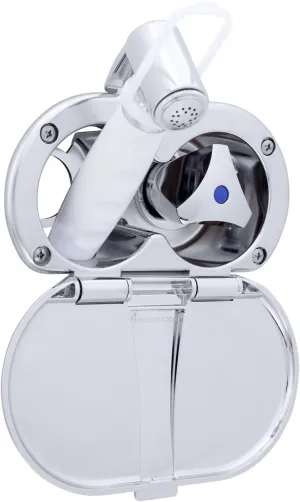 Ambassador Marine Trinidad- Transom Shower (Cold Only), Chrome Cup & Lid, Hammer-Head Arctic White Sprayer, 6' Stainless Steel Hose, Chrome Trinidad Handle - 136-0216-CA-W