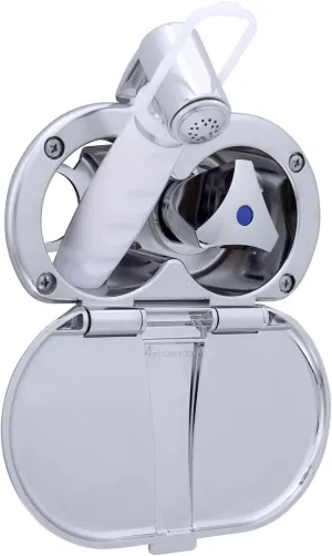 Ambassador Marine Trinidad- Transom Shower (Cold Only), Chrome Cup & Lid, Hammer-Head Arctic White Sprayer, 6' White Rubber Hose, Chrome Trinidad Handle - 136-0212-CA-W