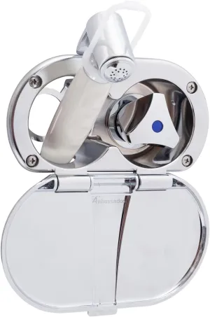 Ambassador Marine Trinidad- Transom Shower (Cold Only), Chrome Cup & Lid, Hammer-Head Warm White Sprayer, 6' Stainless Steel Hose, Chrome Trinidad Handle - 136-0216-CW-W