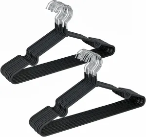 Amber Home 20 Pack 16" Non-Slip Rubber Coated Metal Suit Coat Hangers, Heavy Duty Clothes Hanger with Chrome and Black Friction, Metal Shirt Jacket Hanger with Round Notches for Dress