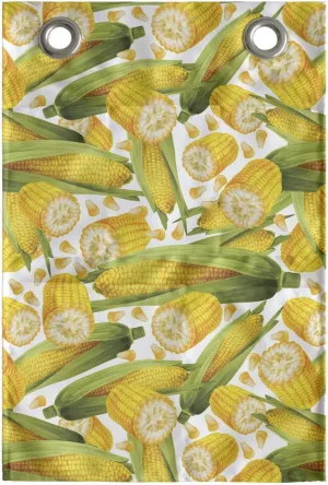 Ambesonne Corn Hanging Pocket Organizer, VegetableTraditional Food Realistic Illustration Yellow Corn Stalk Agriculture, Printed Polyester Storage Bag with Pockets, 14" x 20", Yellow Green White