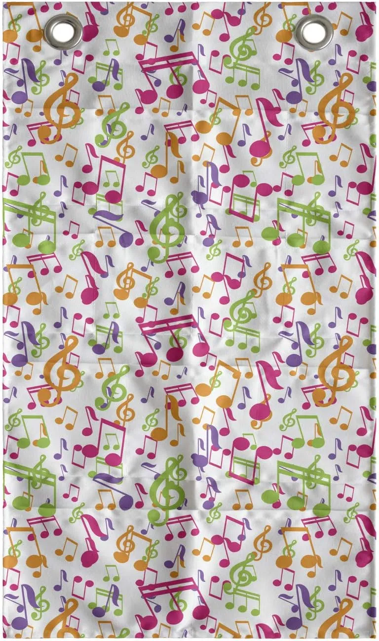 Ambesonne Music Hanging Pocket Organizer, Inspirational Sound Vibes Theme Sonic Rhythm Melody Cheerful Musical Notes Print, Printed Polyester Storage Bag with Pockets, 21" x 31", Multicolor
