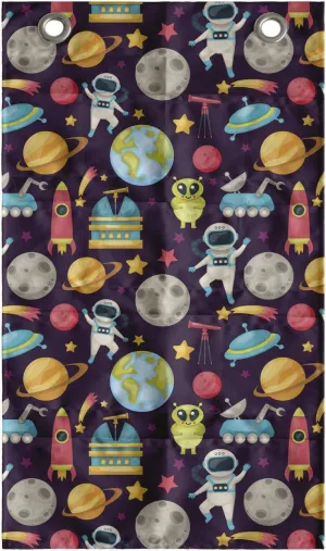 Ambesonne Outer Space Hanging Pocket Organizer, Galaxy Party Pattern UFO Aliens Telescope Cosmos Milky Way Mercury Neptune, Printed Polyester Storage Bag with Pockets, 21" x 31", Multicolor