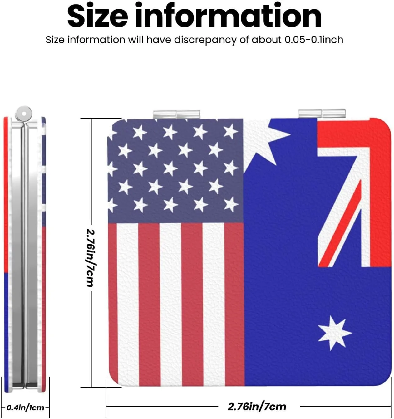 American Australian Flag Women Small Makeup Mirror Portable Pocket Cosmetic Mirror for Travel